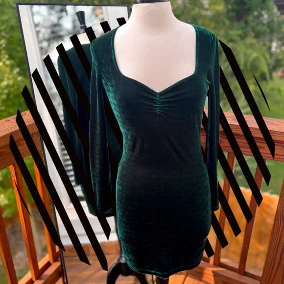 slim fit dress slacks Dark Green Velvet Short Sleeves A-line Bridesmaid Dress, Long Prom Dre –  Cutedressy main image 0